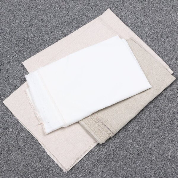 Himition 3pcs Clothing Linen Fabric DIY Solid Color Linen Cloth Fabric Beige White Light Beige