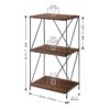No Tools 3-Tier Bookcase ,Walnut Brown Wooden Small Book Shelf with Metal Frame For Small Spaces , Home Office