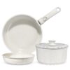 5Pcs Ceramic Pots and Pans Set Nonstick Cookware Sets Removable Handle Kitchen,Oven Safe, Induction Ready