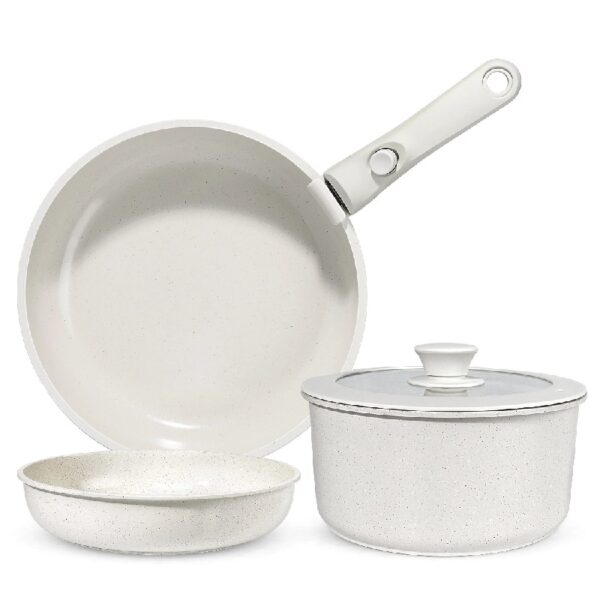 5Pcs Ceramic Pots and Pans Set Nonstick Cookware Sets Removable Handle Kitchen,Oven Safe, Induction Ready