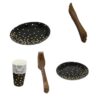 25 Sets Paper Plates Disposable Paper Cups Plastic Forks and Knives