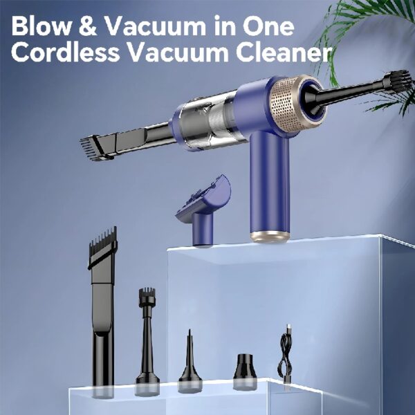 Handheld Vacuum Cleaner, 9000Pa Air Duster and Vacuum Cleaner with LED Light, Portable Cordless Car Vacuum with Multi-Nozzles, Mini Vacuum for Car, Office, Home