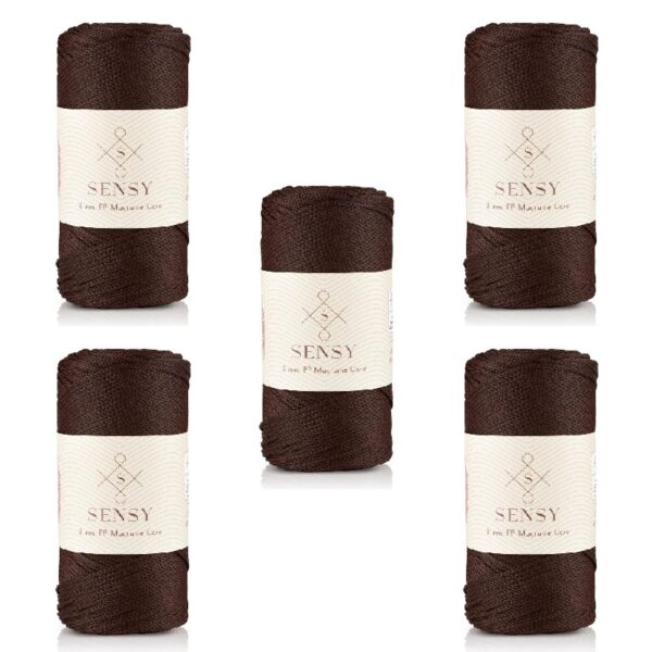 5 Skeins of Sensy Premium 2mm 251 Yards Polyester Rope 100% Polypropylene Cord Macrame Cord 2mm Crochet Bag Cord Macrame Rope Crochet Thread Gift for Knitter (Latte)