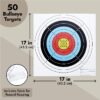 50-Pack Bullseye Large Paper Shooting Range Targets for Pistol Shooting - 17x17 in Bulk Pack for Hunting Accessories, Handguns, Gun Range, Firearms with Colorful Design (10 Rings)