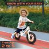 Kid Balance Bike, 12'' Toddlers Training Bicycle for 2-5 Years Old Boys Girls, Lightweight with Lighting up Wheels, Bule