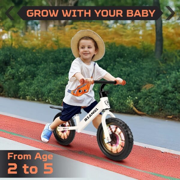Kid Balance Bike, 12'' Toddlers Training Bicycle for 2-5 Years Old Boys Girls, Lightweight with Lighting up Wheels, Bule
