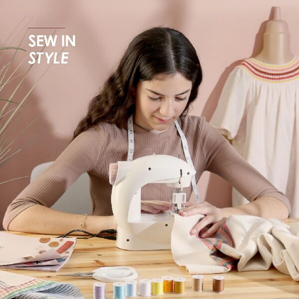 Virtu 122 PC Mini Portable Sewing Machine for Beginner Kids and Adults, Ballet Pink