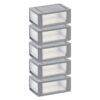 6 Qt Small Plastic Drawers, Under Bed Storage Bins, Stackable, Modular 5Pk