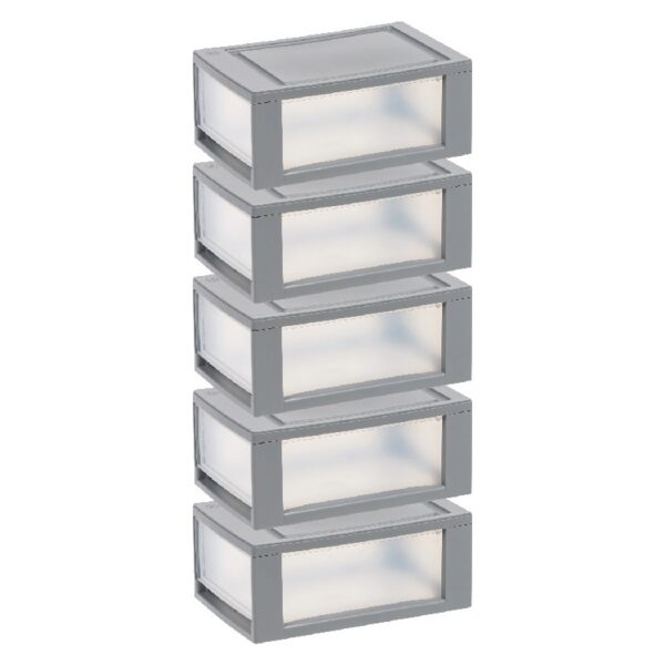 6 Qt Small Plastic Drawers, Under Bed Storage Bins, Stackable, Modular 5Pk