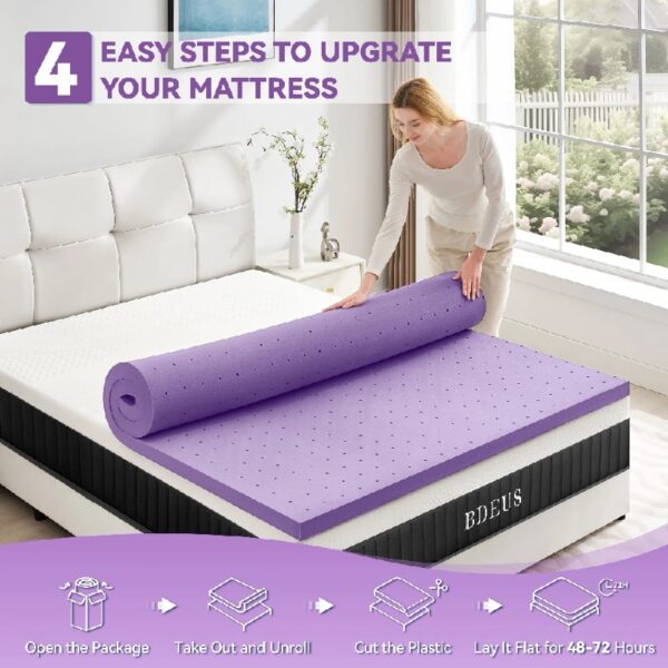 2 Inch Gel Memory Foam Mattress Topper Ventilated Soft Mattress Pad, Bed Topper, CertiPUR-US Certified, Twin Size, Purple
