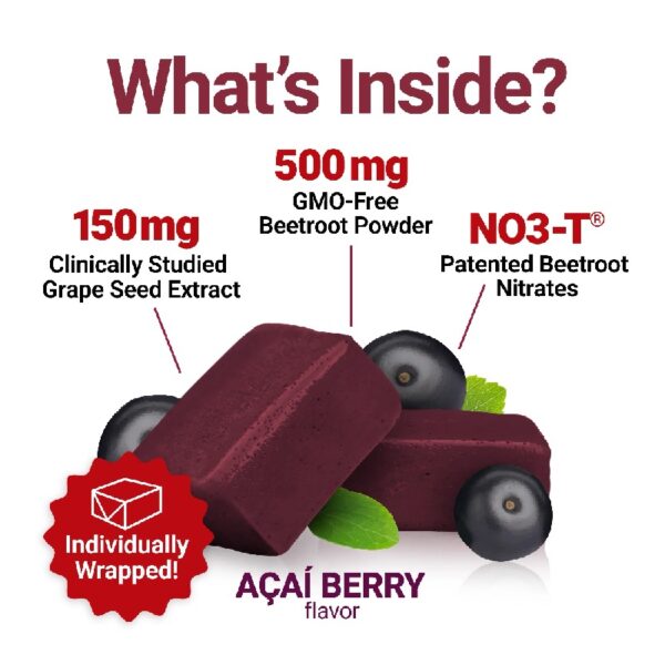 Total Beets Blood Pressure Support Soft Chews, Beetroot Gummies Alternative, Beet Supplement, 60 Chews by