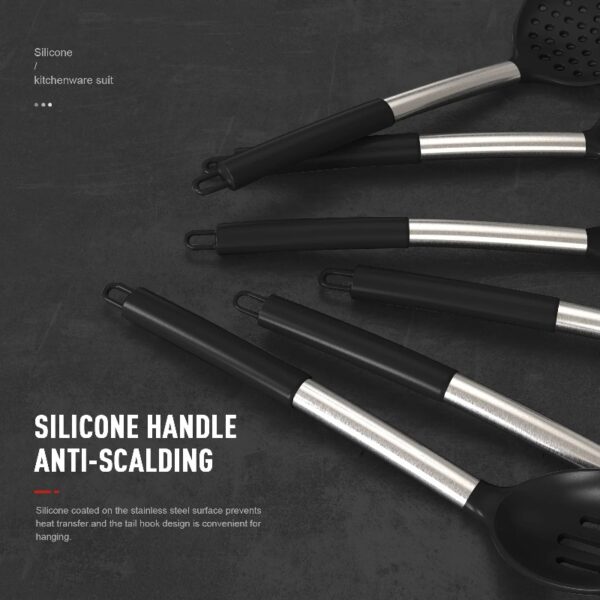 Silicone Cooking Utensils Set - Heat Resistant Stainless Steel Kitchen Utensils, Baking Tools Kitchen Gadgets,Turner, Tongs,Spatula,Spoon,Brush,Whisk,Non-Stick, Dishwasher Safe,BPA FREE (Khaki)