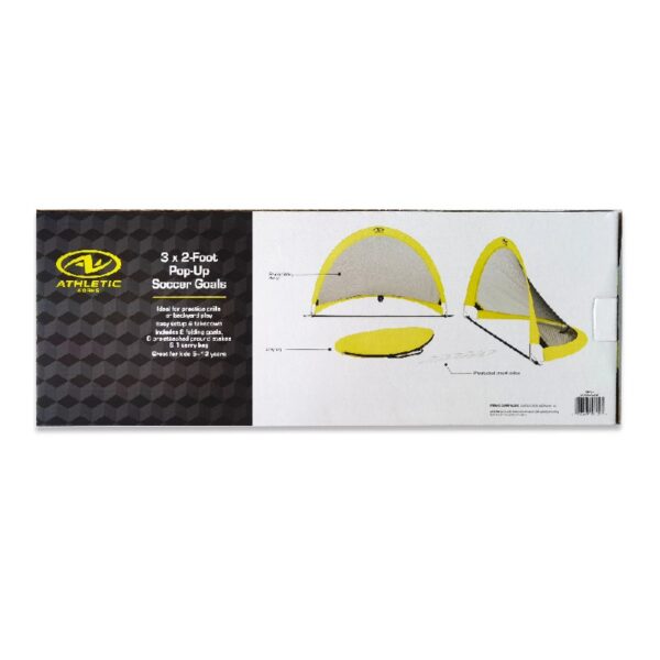 Athletic Works 3X2ft 2 Pack Pop-up Soccer Nets with Carry Bag, Yellow and Black