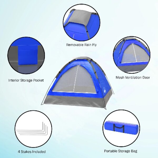 2-Person Dome Tent- Rain Fly & Carry Bag- Easy Set Up-Great for Camping Backpacking Hiking & Outdoor Music Festivals by Wakeman Outdoors (Orange)