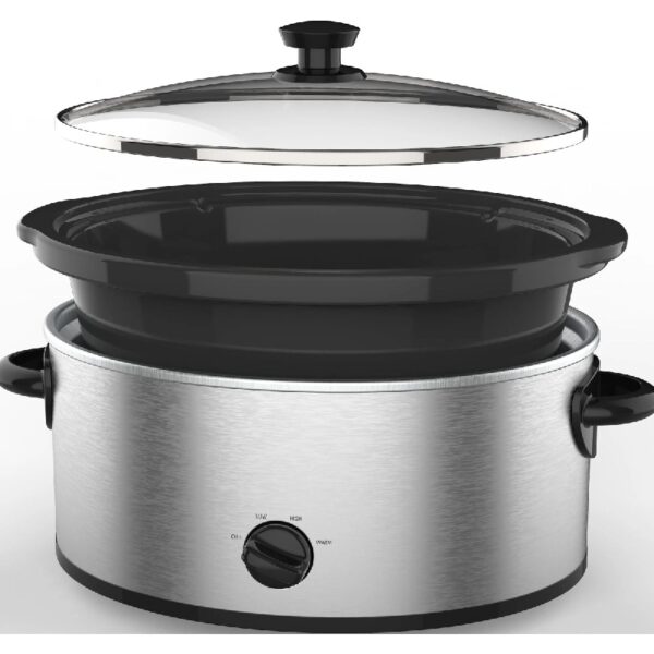 6 Quart Oval Slow Cooker, Stainless Steel Finish, Glass Lid, Model # MS54100112168S