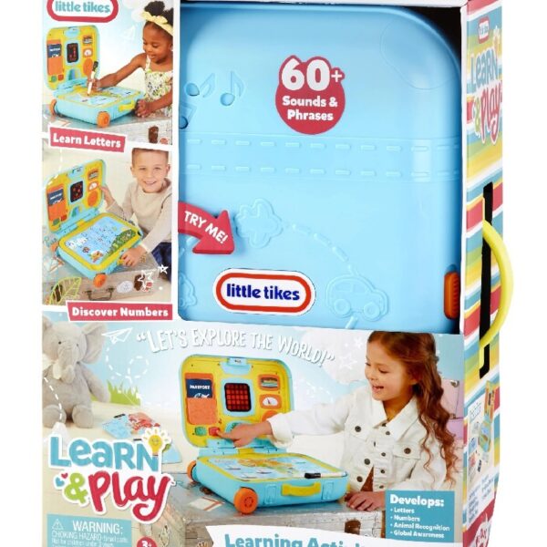 Little Tikes Learning Activity Suitcase Roll and Go Interactive LCD Screen with Music Songs Sounds Travel Phrases to Develop Letters Numbers Shapes and Roleplay for Children Kids Boys Girls Ages 3+
