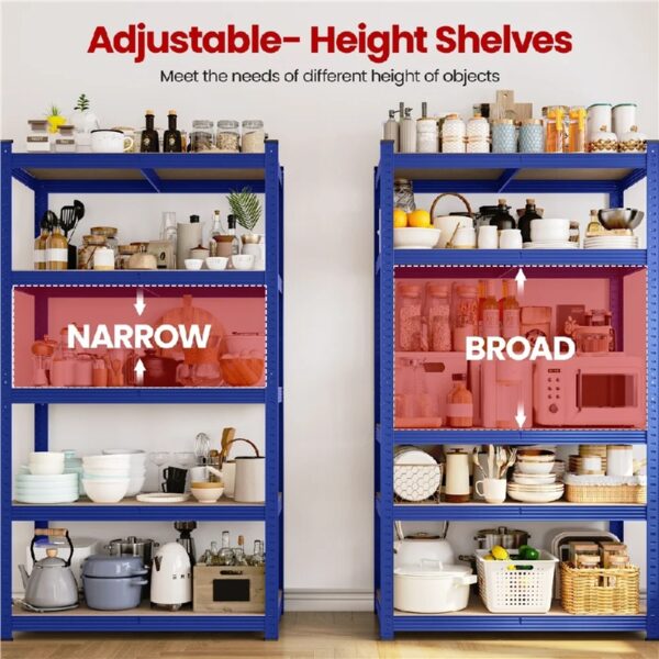 5-Tier Metal Boltless & Adjustable Storage Rack, Blue