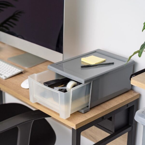7 Qt Small Plastic Drawers, Under Bed Storage Bins, Stackable, Modular 5Pk