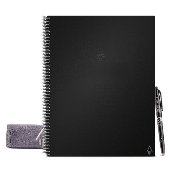 Rocketbook Fusion Smart Reusable Spiral Notebook, Black, Letter Size Eco-Friendly Notebook (8.5