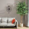 DR.Planzen 5 feet Artificial Ficus Tree, Tall Lifelike Greenery with Natural Wood Trunk for Living Room, office floor and corner decor