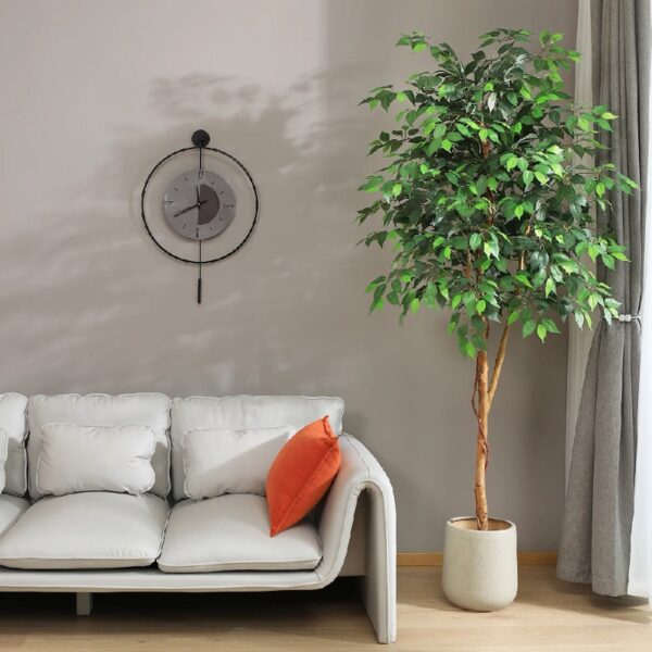DR.Planzen 5 feet Artificial Ficus Tree, Tall Lifelike Greenery with Natural Wood Trunk for Living Room, office floor and corner decor