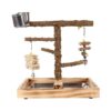 Stgfyxgs Birds Wood Perches Wooden Bird Toys Playground Bird Cage Accessories with Removable Tray for Parakeets Lovebird Canaries Macaw