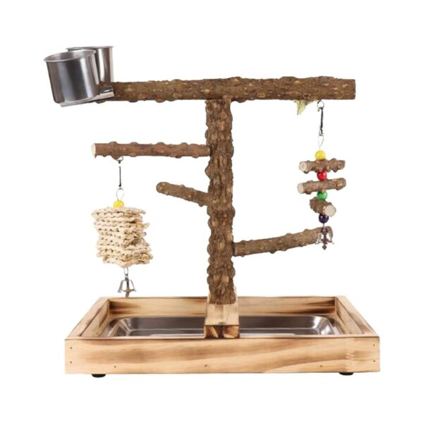 Stgfyxgs Birds Wood Perches Wooden Bird Toys Playground Bird Cage Accessories with Removable Tray for Parakeets Lovebird Canaries Macaw