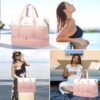 Travel Duffel Bag for Women, Large Weekender Overnight Bag, Carry-on Gym Bag with Separate Shoes Compartment, Mom Hospital Bags for Labor and Delivery with 2 Packing Cubes