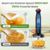 Immersion Hand Blender,5-in-1 1100W Multi-Function Handheld Stick Blender with 24-Speed, Stainless Steel Blades, Chopper, Beaker, 600ml, New Mixer Milk Frother for Baby Food/Smoothies/Puree