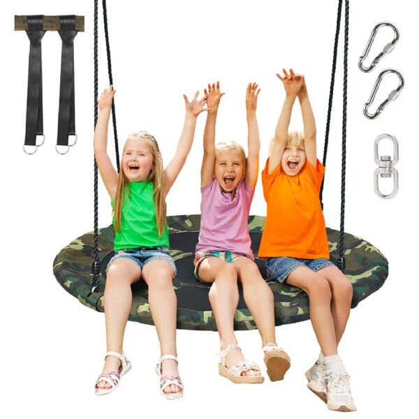 40 Inch Flying Saucer Tree Swing Outdoor Play Set with Adjustable Ropes Gift for Kids
