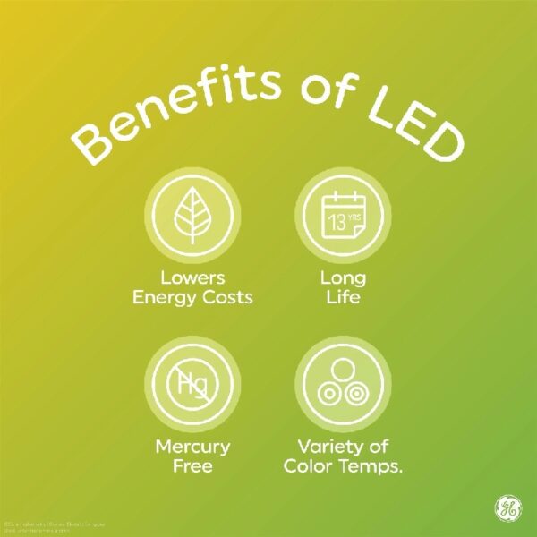 LED Light Bulbs, 100 Watt, Daylight, A19 Bulbs, Medium Base, Clear Finish, 13yr, 4 pack