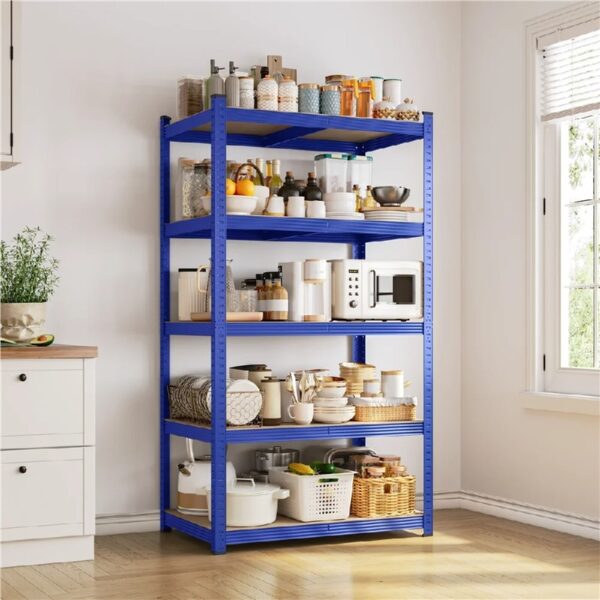 5-Tier Metal Boltless & Adjustable Storage Rack, Blue