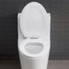 Elongated Wood Toilet Seat in White, Oval Wooden Toilet Seat, Adjustable & Easy to Clean