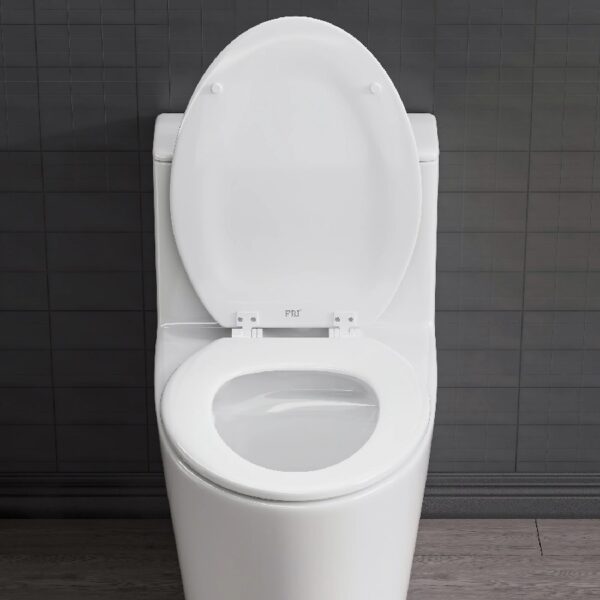 Elongated Wood Toilet Seat in White, Oval Wooden Toilet Seat, Adjustable & Easy to Clean
