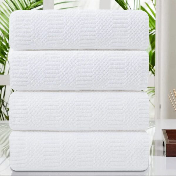 4 Pack Large Bath Towel Set 600 GSM Ultra Soft Oversized White Towel Set 35