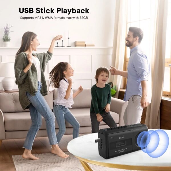 Cassette Player Boombox, Portable AM/FM Radio Stereo, Cassette Tape Player Recorder with Big Speaker and Earphone Jack, Battery Operated or AC Powered