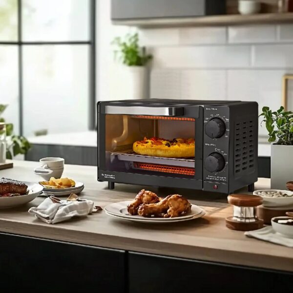 4 Slice Countertop Toaster Oven with 3 Settings, includes Baking Rack and Pan, Black, New