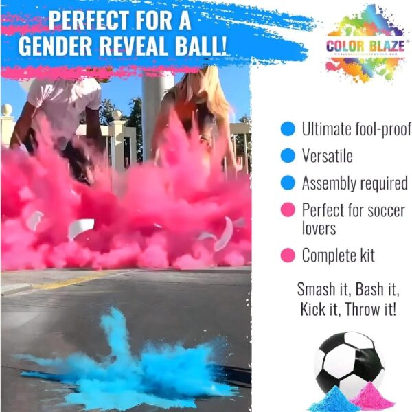 Color Blaze Gender Reveal Soccer Ball with Pink & Blue Colored Powder