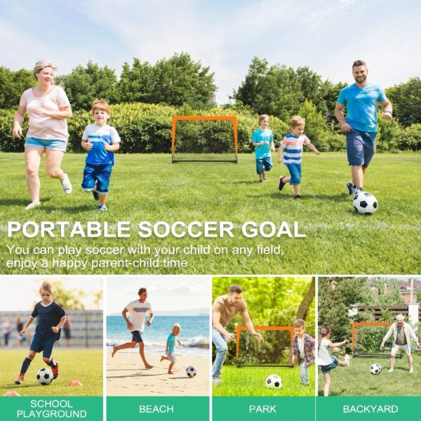 Kids Soccer Goal for Backyard, 4X3 ft Toddler Soccer Nets Training Equipment with Soccer Ball and 10 Soccer Cones, Portable Pop Up Soccer Set for Kids and Youth Games and Training Goals