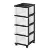 IRIS 4-Drawer Narrow Plastic Storage Drawer Cart with Organizer Top, White