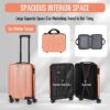 2PCS Luggage Two Piece Rolling Luggage Set Lightweight With Hook 20″ + 14″ Rose Gold