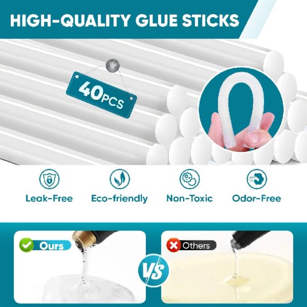 Doulami 100W Cordless Hot Glue Gun with 2.5A Battery and 40 Pcs Glue Sticks Perfect for Crafts