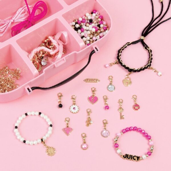 Juicy Couture: Glitz ‘N Glam Charm Bracelets - 494pc DIY Kit, Design & Create 18 Cord & Ribbon Bracelets, Bead Jewelry, Storage Case, Girls & Kids 8+