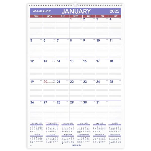 AT-A-GLANCE 2025 Monthly Wall Calendar Large 20 x 30 - Monthly Wall Calendars