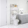 3-Shelf over the Toilet Steel Wall Mount Storage Shelf Unit, Black, Holds up to 30 lb Capacity