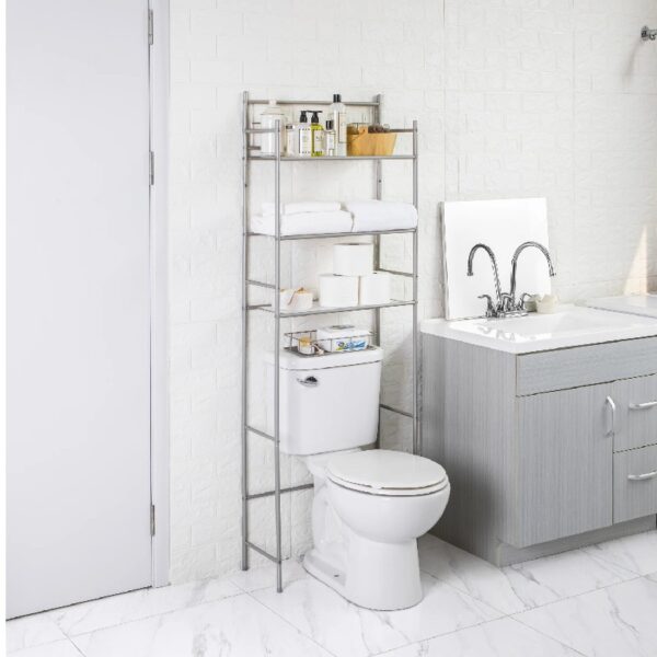 3-Shelf over the Toilet Steel Wall Mount Storage Shelf Unit, Black, Holds up to 30 lb Capacity