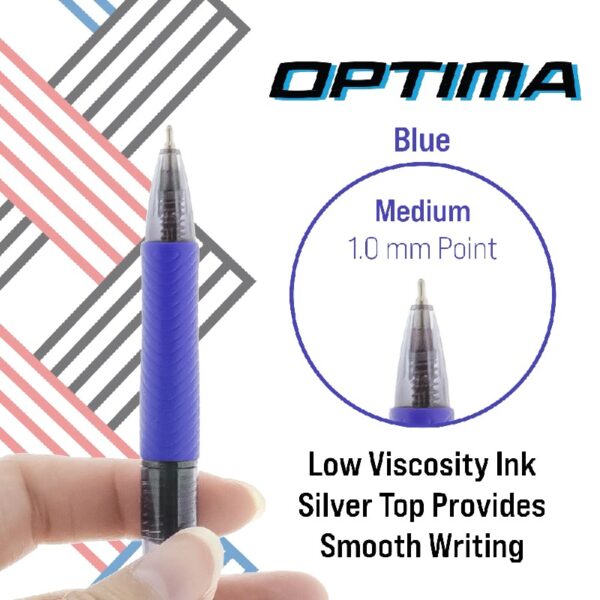 BAZIC Optima 5-Color Oil Gel Fuse Tech Ink Retractable Pen, 0.7 mm, (5/Pack), 12-Pack