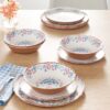 The Pioneer Woman Hattie 12-Piece Bamboo Melamine Dinnerware Set, Multicolor
