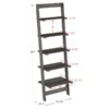 5-Tier Slatted Wood Leaning Ladder Shelf for Narrow Storage, Wooden Bookcase for Living Room, Bathroom, Kitchen, Office or Bedroom, Black Finish