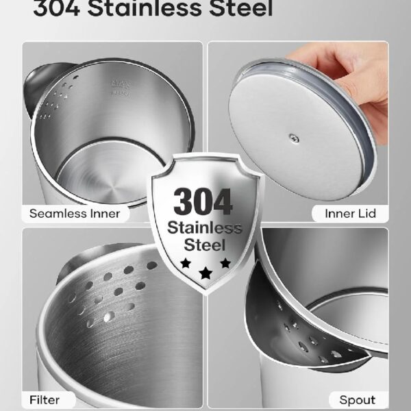 Travel Electric Tea Kettle with Auto Shut-Off & Boil Dry Protection, 304 Stainless Steel Mini Portable Water Boiler, 0.8 L Fast Heating Coffee Kettle, Perfect Holiday Gifts Black